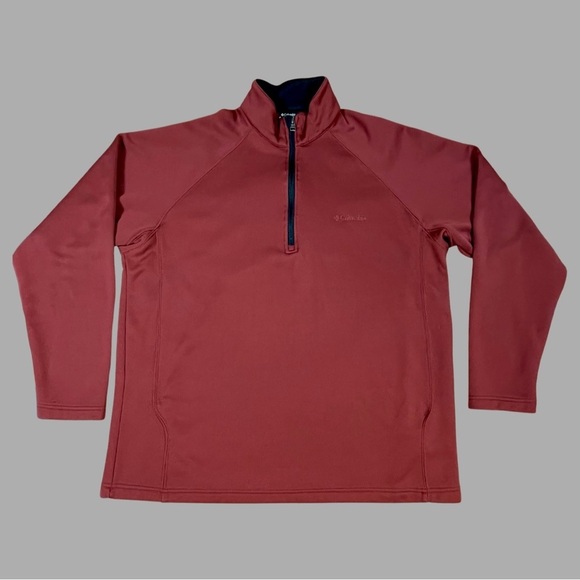 Columbia Quarter Zip Fleece Lined Breathable Activewear Shirt Mens XL Rust Color - Picture 1 of 10